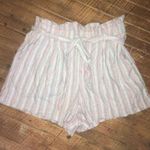 American Eagle  M striped paper bag raw string shorts Photo 0