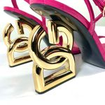 Dolce & Gabbana Logo DG Heels Sandals Croc Leather Shoes 38 NEW Photo 11