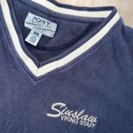 Port Authority  Vintage Navy Blue & White V Neck Short Sleeve Tee Shirt Size XL Photo 1