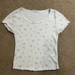 Sage + Stone Juniors XS Floral Waffle Knit Cropped Short Sleeve Top White Photo 0