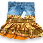 Levi's Vintage Y2K Levi’s Patchwork Tiered Ruffle Mini Skirt Denim Floral Plaid Satin Photo 6