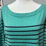 L.L. Bean navy turquoise striped knit women’s dress size M BIN T Blue Size M Photo 1