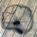 Vintage 1960s Elegant Black Net Hat hair piece bows and rhinestones Photo 2