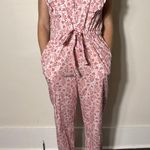 La Vie Rebecca Taylor Tie Front Pink and White Jumpsuit Size L Size L Photo 4