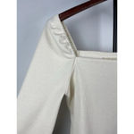 Madewell  Antique Cream‎ Crepe Square-Neck Long Puff-Sleeve Blouse Size XS Photo 2