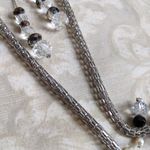 Elegant Silver and Smokey Crystal Necklace Set Photo 4