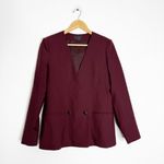 Theory  Maryland Wool-Blend Blazer – Size 10 – Burgundy / Wine Photo 2