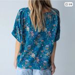 Natural Life Teal Blue Floral Blouse Size XL bohemian feminine boho oversized Photo 1