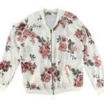 About A Girl  White Floral Lightweight Bomber Jacket Zip Up XL Cottagecore Photo 0