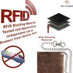 CLASSIC RFID Blocking Mens bi-fold Style Cowhide Leather Steel Chain Wallet, buffalo vintage leather Photo 4