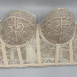 Adika  Lace Cream Tan Strapless Bustier Bra Crop Top Size Large Beige Photo 0