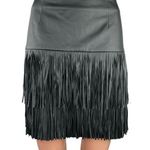 Trouve Black Frill High Waisted Vegan Faux Leather Western Cowboy Mini Skirt 4 Photo 0
