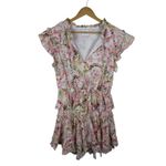 MISA Los Angeles MISA Iliana Ruffled Eyelet Mini Dress Medium Pink Floral Tiered Coquette Cottage Photo 1