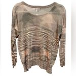 Sussan Striped Sheer Knit Top Earth Tone Neutrals Lightweight Relaxed Sz XS Brown Photo 1