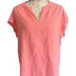 Splendid  Coral Orange Linen Blend V Neck Shirt Size Large EUC Photo 0
