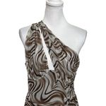 superdown Kasey Mesh Mini Dress in Brown Cut Out One Shoulder Womens Size XL Photo 2