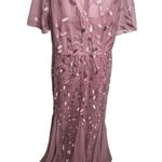 Ever Pretty  sequin embroidered mermaid hem gown maxi pink Sz 20 Photo 2