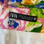 ZARA  Yellow Floral Print Ruched Ruffled Spaghetti Strap Mini Dress Size S‎ Beach Photo 1