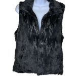 Betsey Johnson Faux Fur and Sequins Vest with Leopard Print Lining Gray Medium Photo 1