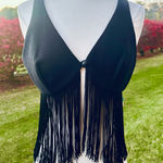 Modern Juniors Size 15 Vintage fringe vest Black Photo 0