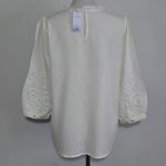 Lascana White Ruffle Eyelet Viscose Three Quarter Sleeve Blouse Size 8 Photo 4