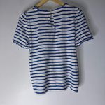 Boden White Blue Stripe Ricrac Trim Short Sleeve T Photo 1