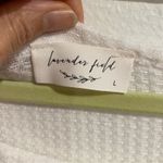 Lavender Field  White Waffle Knit Balloon Sleeve Top Sz L Photo 4