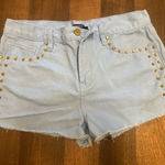 Forever 21 Blue and Gold Jean Shorts with Studded Detail Photo 0