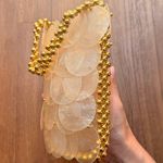 NEW Mother Of Pearl Mini Bag With Gold Beads White Photo 5