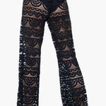 PQ Swimwear PilyQ | Lace Flare Leg Low Rise Swim Cover Up Beach Pants | Small Black Photo 0