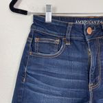 American Eagle Woman's 2 Hi-Rise Shortie Denim Shorts Dark Wash Summer Cut Offs Photo 1