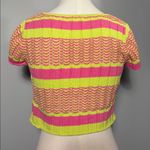 Urban Outfitters  Medium Green Pink Striped Cardigan Crop Sweater Photo 2