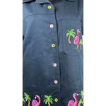 Quacker Factory Black Tropical Denim Jacket Flamingo Embroidered Short Sleeve M Size M Photo 3