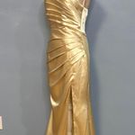 Glamorous Gold Satin Maxi Dress Size 6 Photo 5