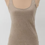 Vtg Y2K Chaiken Linen Sparkle Racer Tank Top Metallic Glam Indie Sleaze Size P Tan Photo 0