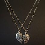 2pcs Best Friends Heart Necklaces Silver Photo 3