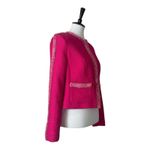 CAbi Blazer Tweed Ballroom Cropped Collarless Hot Pink Women’s Size Medium Photo 2