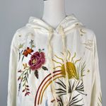 Johnny Was NWOT  Embroidered Floral French Terry Raw Hoodie Sweatshirt Sz S Cream Photo 2