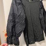 J.Crew Ruffle-trim eyelet top in vintage rib in black size medium NWT Photo 2