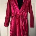 ZARA  Laminated Fuschia Mini Dress Vneck Photo 8