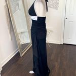 Blondie Nites Early 2000's Cinched Black Belted Asymmetric Prom Formal Dress Photo 4