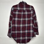 Love Note Women's Plaid Flannel Bodysuit Shirt Size Medium Red Blue Long Sleeve Photo 7