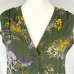 H&M LOGG olive green and purple vneck floral top size 6 Photo 3