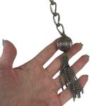 VTG Retro Silver Belt Metal Link Chain Belt Tassel Charm Photo 12