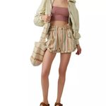 Free People Topanga Cotton Cuffed Paperbag Shorts Womens Small Beige Boho Y2K Photo 4