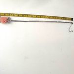 silver tone owl pendant necklace with pink fur Photo 9