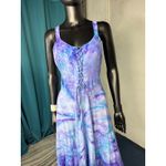 Sapogee Made in India Tie Dye Dress Lace Up Free Size Midi Purple Blue Rayon Size M Photo 1