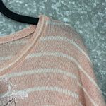 Papaya  Peach Striped Flower Butterfly Loose Knit Top - Size Medium - Rhinestones Photo 1