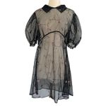 Dolls Kill  SUGAR THRILLZ Sheer Mesh Floral Embroidered Puff Sleeve Dress Sz 2XL Photo 2