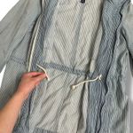Gap  Blue White Railroad Stripe Utility Jacket L Zip Front Waist Chore Coat Photo 7